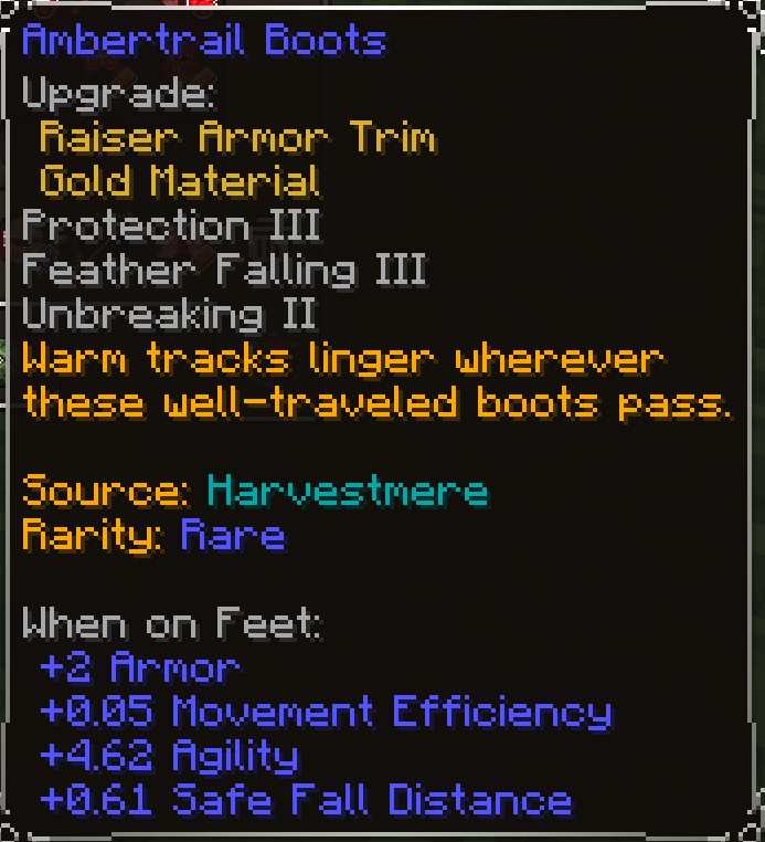 Ambertrail Boots, Rare item lore