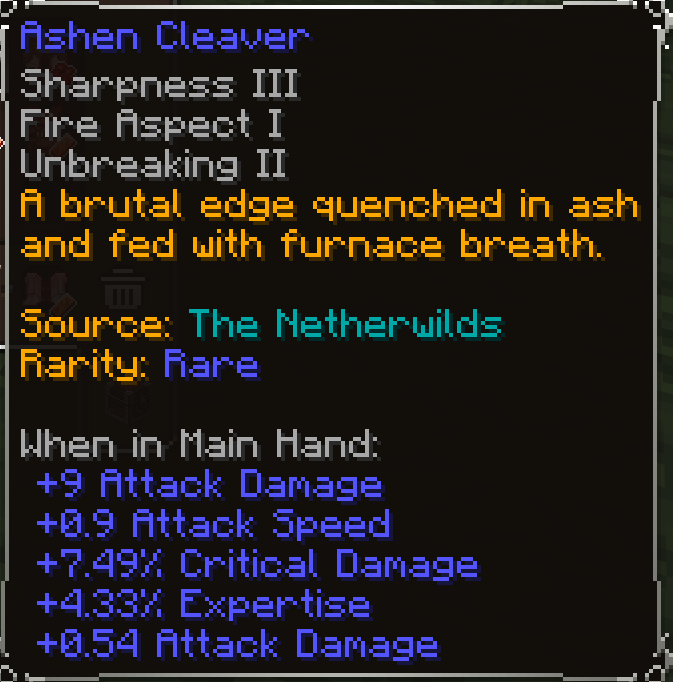 Ashen Cleaver, Rare item lore