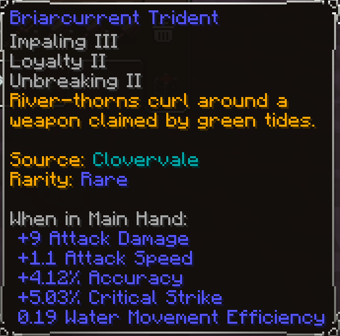 Briarcurrent Trident, Rare item lore