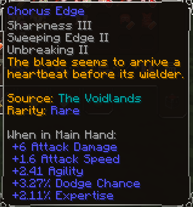 Chorus Edge, Rare item lore