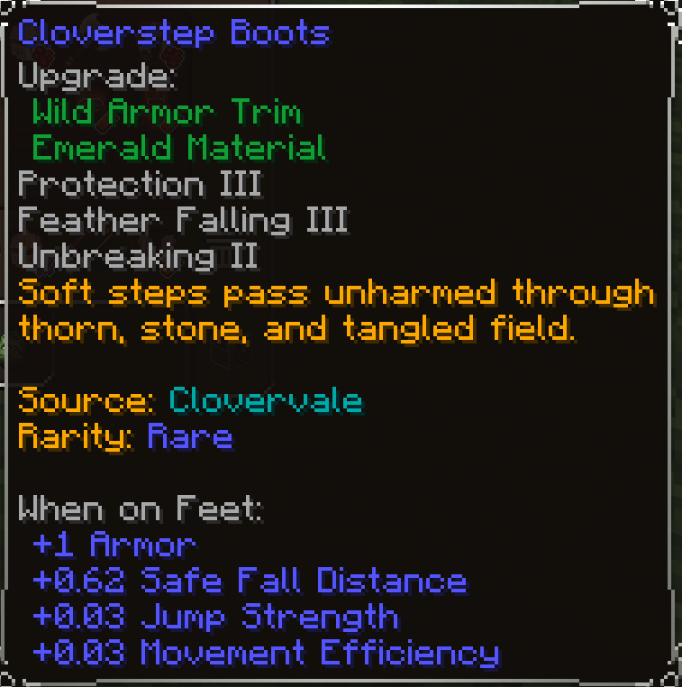 Cloverstep Boots, Rare item lore