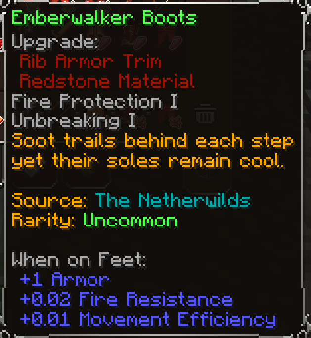 Emberwalker Boots, Uncommon item lore
