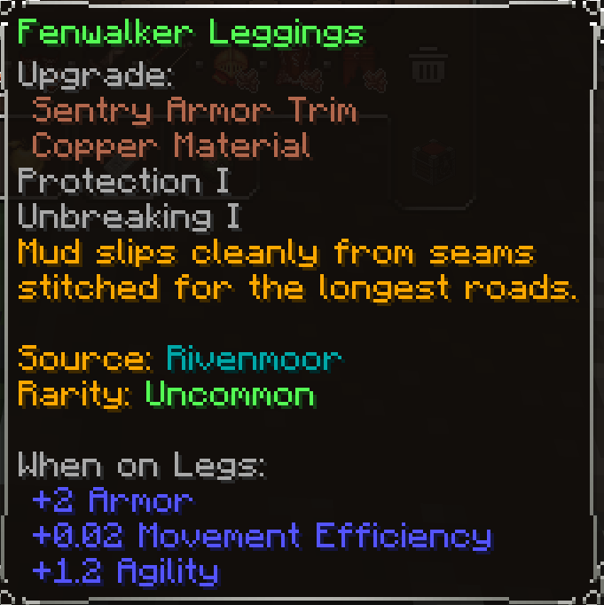 Fenwalker Leggings, Uncommon item lore