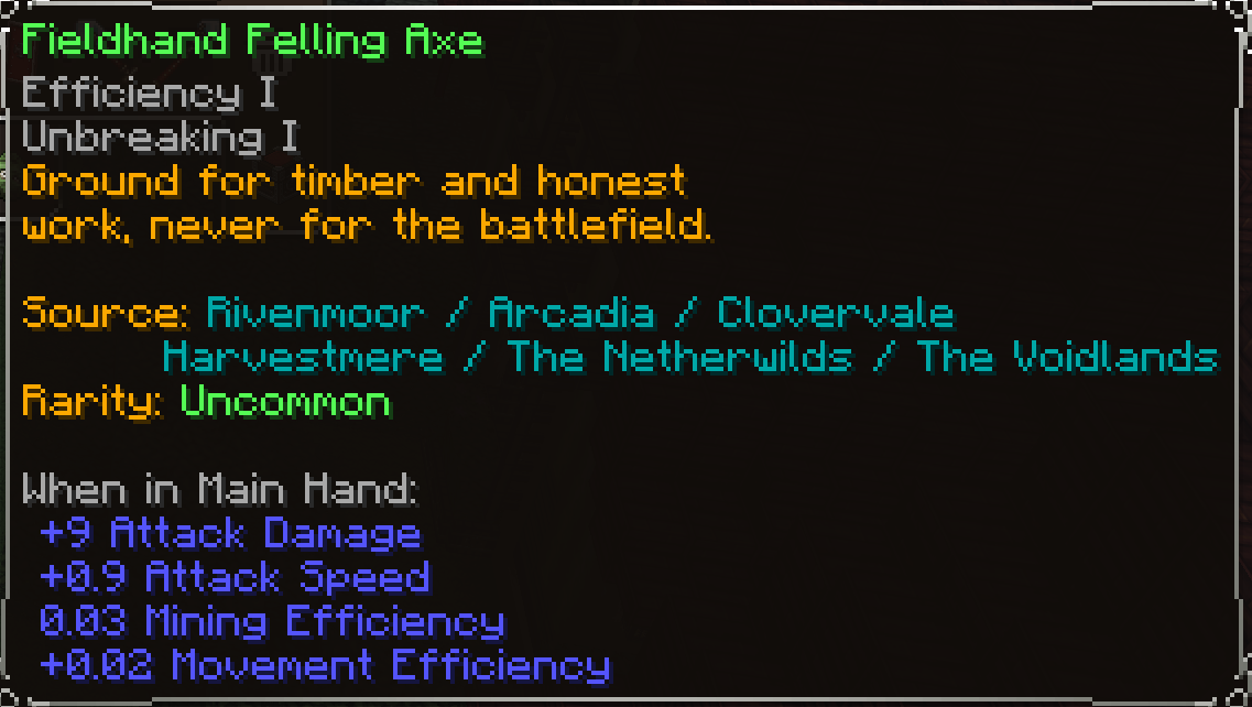 Fieldhand Cultivator, Uncommon item lore