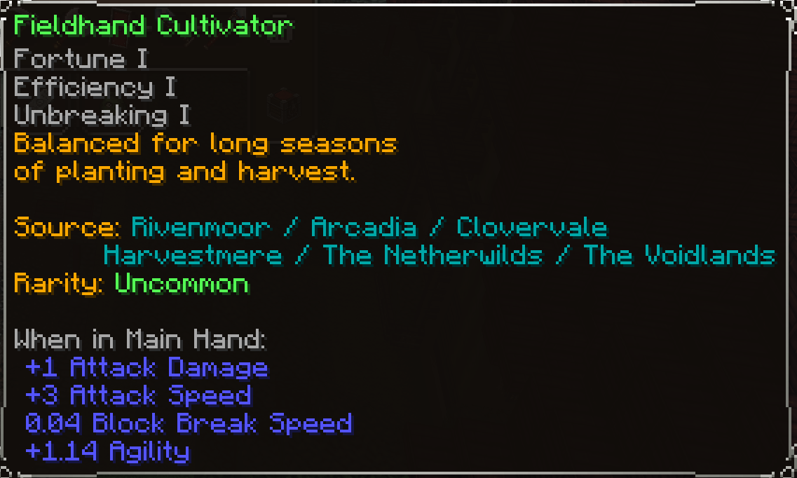 Fieldhand Spade, Uncommon item lore