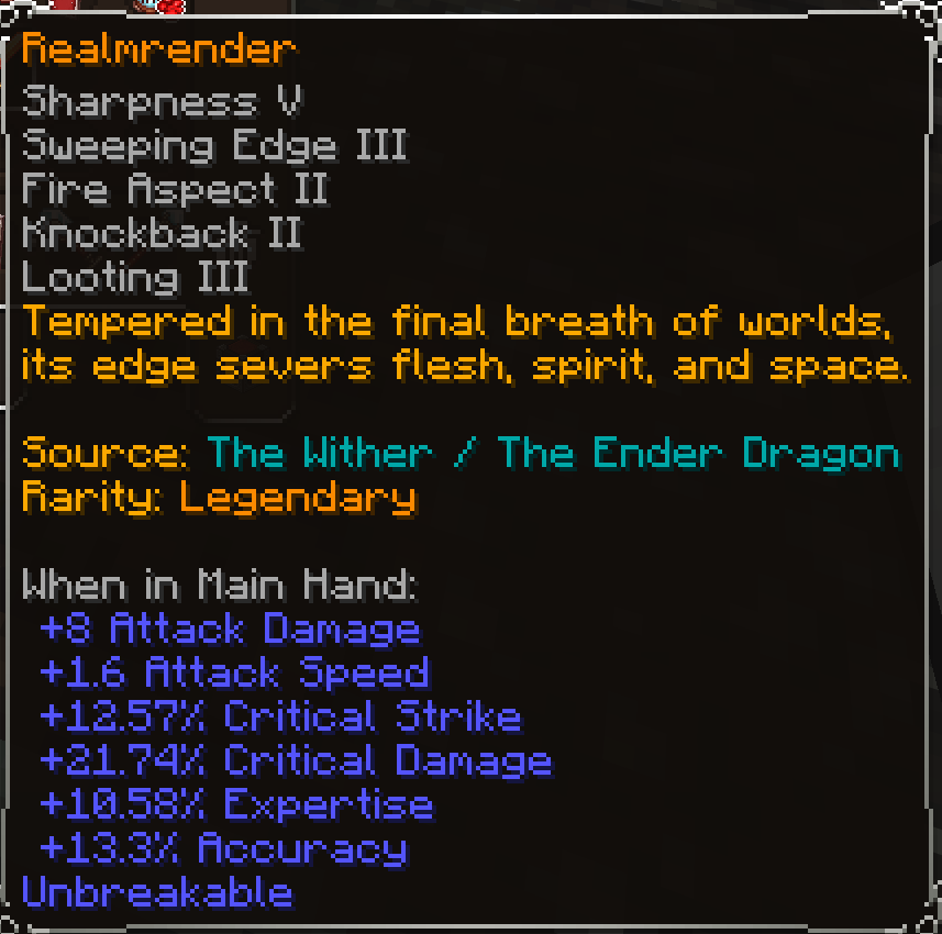 Realmrender, Legendary item lore