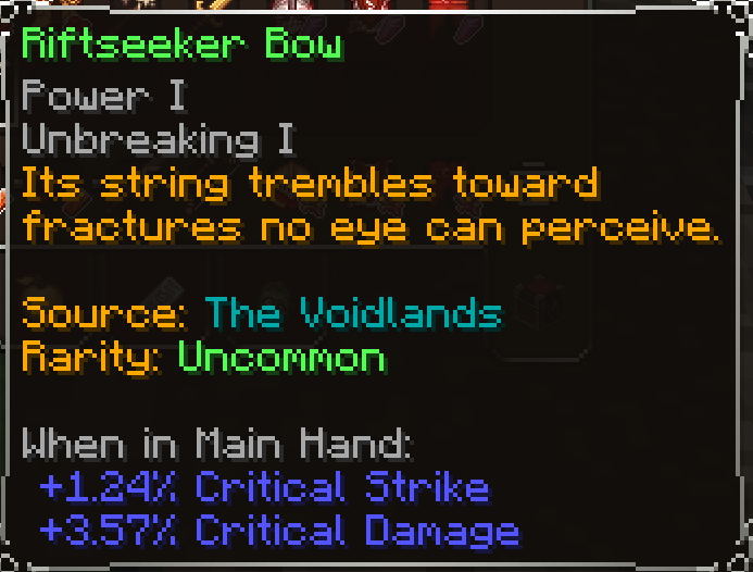 Riftseeker Bow, Uncommon item lore