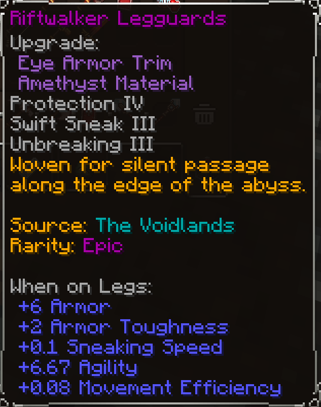 Riftwalker Legguards, Epic item lore