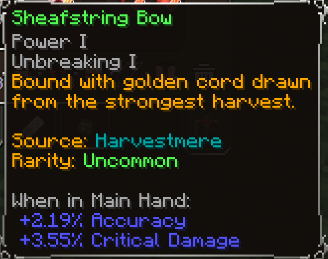 Sheafstring Bow, Uncommon item lore