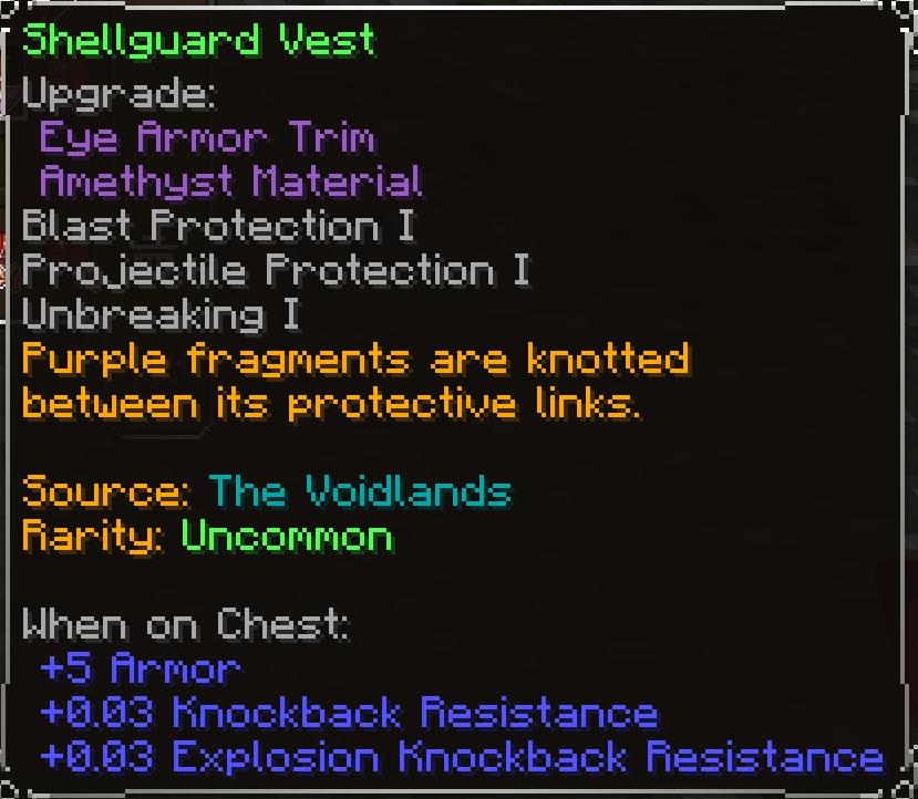 Shellguard Vest, Uncommon item lore
