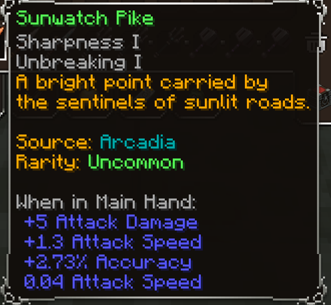Sunwatch Pike, Uncommon item lore