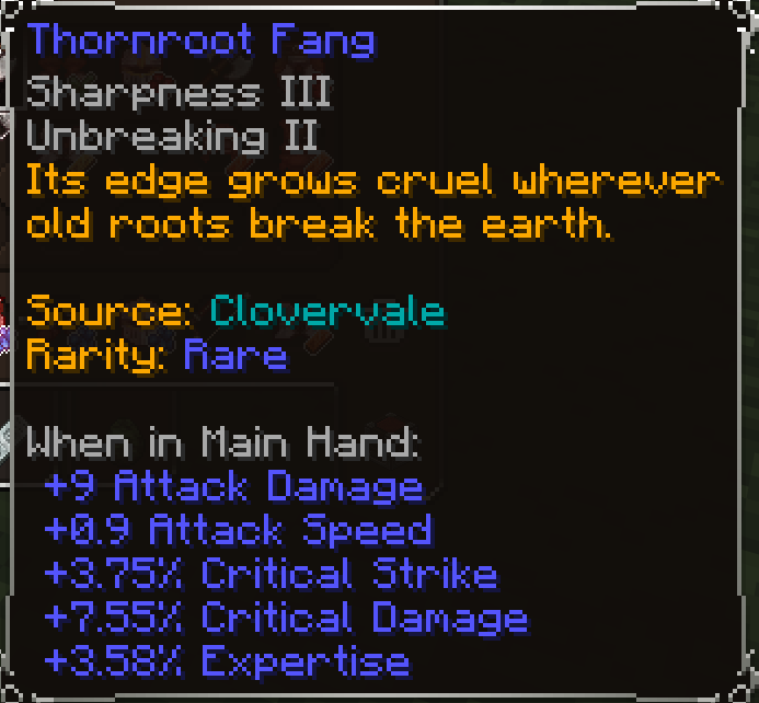 Thornroot Fang, Rare item lore