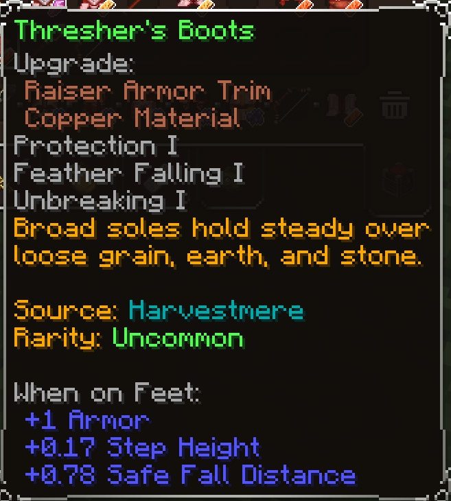 Thresher's Boots, Uncommon item lore