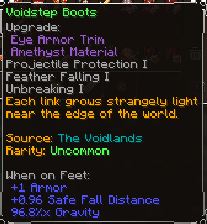 Voidstep Boots, Uncommon item lore