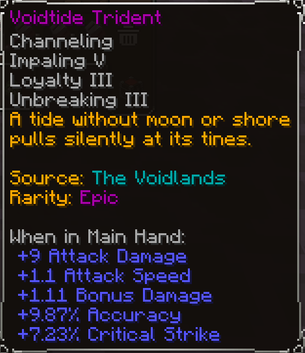 Voidtide Trident, Epic item lore