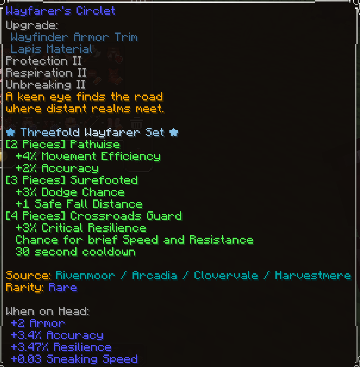 Wayfarer's Circlet, Rare item lore