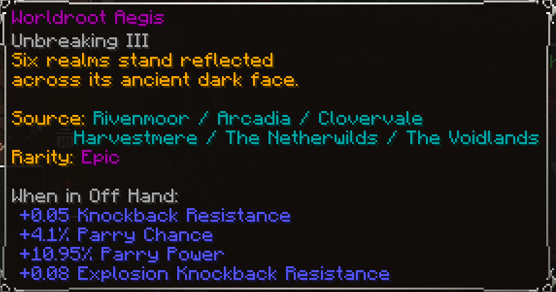 Worldroot Aegis, Epic item lore