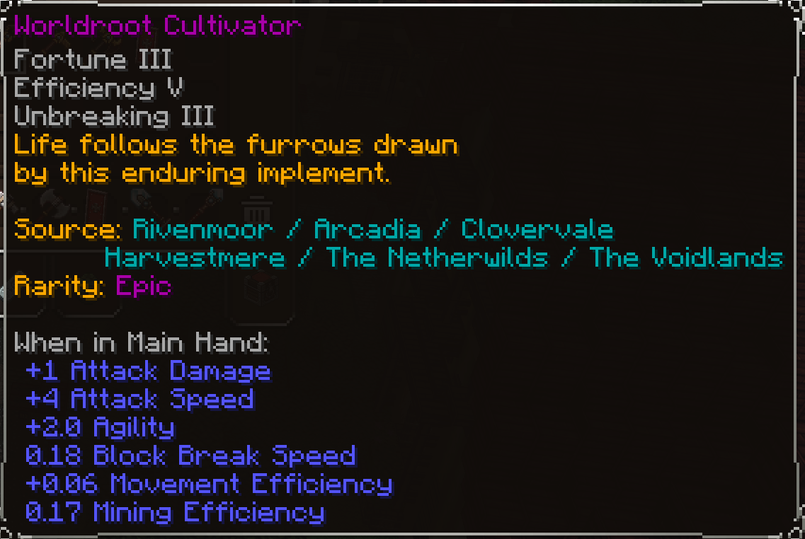 Worldroot Cultivator, Epic item lore